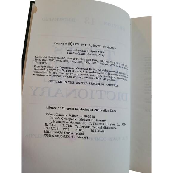 Vintage Taber's Cyclopedic Medical Dictionary - Picture 7 of 7
